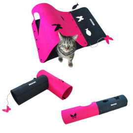 cat play mat and tunnel Pink