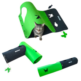 cat play mat and tunnel Green